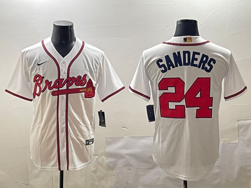 Men Atlanta Braves #24 Sanders White Game 2025 Nike MLB Jersey style 1->atlanta braves->MLB Jersey